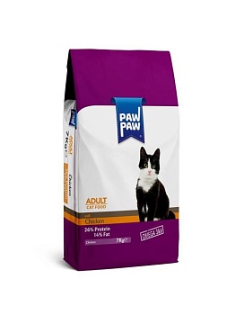 Pawpaw Adult Cat Food with Chicken сухой корм для кошек с курицей 7кг купить  зоотовары для животных