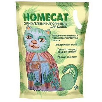 HOMECAT Алоэ Вера силикагелевый наполнитель для кошачьих туалетов с ароматом Алоэ Вера 3,8л купить  зоотовары для животных