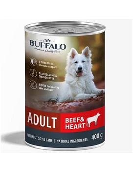 Mr.Buffalo ADULT консервы для собак Говядина и сердце 9х400гр купить  зоотовары для животных