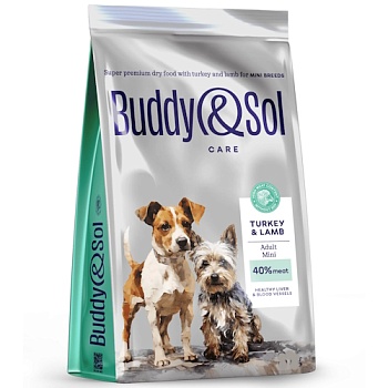 BUDDY SOL CARE ADULT MINI сухой корм для взрослых собак мелких пород с индейкой и ягненком 12кг купить  зоотовары для животных