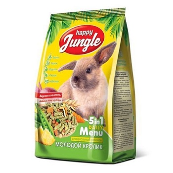 HAPPY JUNGLE Корм для молодых кроликов 400гр купить  зоотовары для животных
