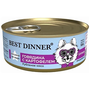 Best Dinner Exclusive Vet Profi Urinary для собак Говядина с картофелем 100г купить 
