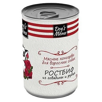 Dog`s Menu консервы для взрослых собак ростбиф из говядины и рубца 12х340г купить  зоотовары для животных