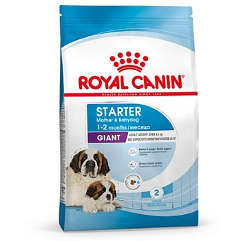 ROYAL CANIN GIANT STARTER корм для крупных породщенков до 2-х месяцев, беременных и кормящих сук 15кг купить  зоотовары для животных