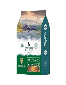 Mystic Sterilised Cat Food Salmon сухой корм для стерилизованных кошек с лососем 15кг купить  зоотовары для животных