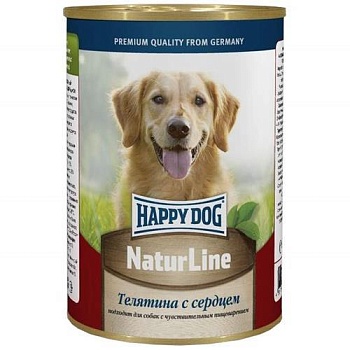 Happy Dog Natur Line консервы для собак Телятина с сердцем 12х410гр купить  зоотовары для животных