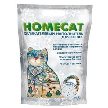 HOMECAT Морозная свежесть Силикагелевый наполнитель для кошачьих туалетов с ароматом морозной свежести 12.5л купить  зоотовары для животных