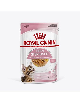ROYAL CANIN KITTEN STERILISED пауч желе влажный корм для стерилизованных котят от 6 до 12 месяцев 28х85г купить  зоотовары для животных