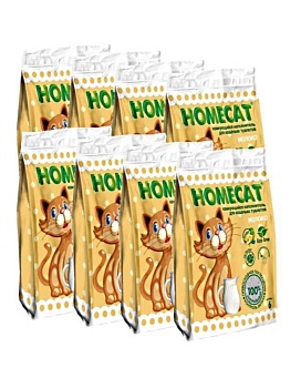 HOMECAT Эколайн Молоко комкующийся наполнитель для кошачьих туалетов 8х6л купить  зоотовары для животных