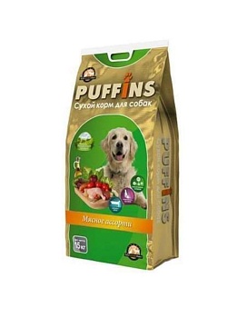 Puffins Сухой Корм для Собак Мясное Ассорти 15кг купить  зоотовары для животных