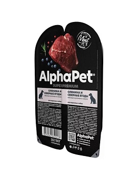 AlphaPet Superpremium Влажный полнорационный корм для взрослых собак с олениной и северными ягодами в соусе 15x100г купить  зоотовары для животных