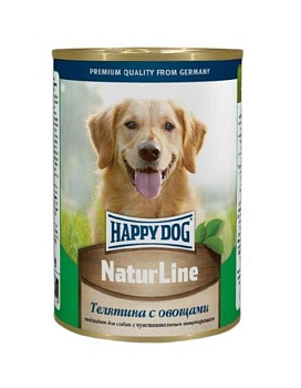 Happy Dog Natur Line консервы для собак Телятина с овощами 12х410гр купить  зоотовары для животных