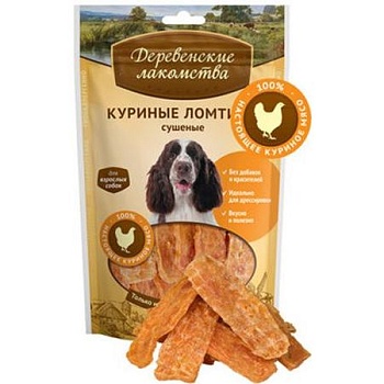 Деревенские Лакомства 100 % Мяса Куриные Ломтики Сушеные для Собак 90г купить  зоотовары для животных