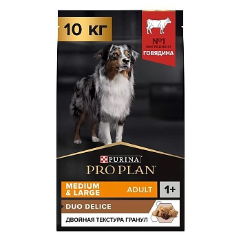 Pro Plan Duo Delice Сухой корм для Собак Говядина с Рисом 10кг купить  зоотовары для животных
