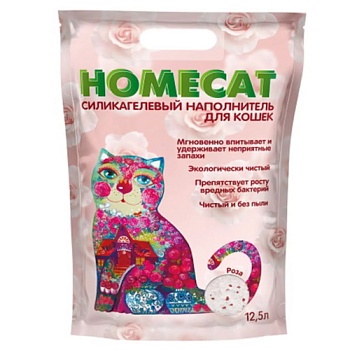 HOMECAT Роза Силикагелевый наполнитель для кошачьих туалетов с ароматом розы 12.5л купить  зоотовары для животных