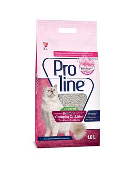 Proline комкующийся бентонитовый наполнитель для кошачьего туалета с ароматом детской присыпки 10л купить  зоотовары для животных