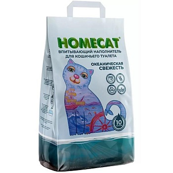 HOMECAT океаническая свежесть впитывающий наполнитель для кошачьих туалетов 10л купить  зоотовары для животных