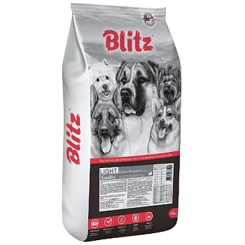 BLITZ Adult Light Sensitive сухой корм для взрослых собак с лишним весом Индейка 15кг купить  зоотовары для животных