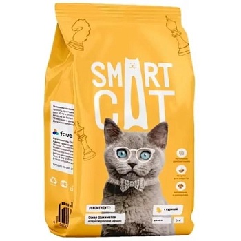 SMART CAT сухой корм для котят с цыпленком 1,4кг купить  зоотовары для животных