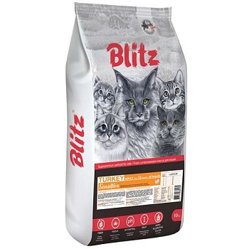 Blitz Сухой Корм для Взрослых Кошек Индейка 10кг купить  зоотовары для животных