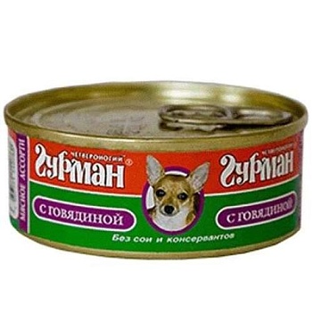 Четвероногий Гурман Мясное Ассотри для собак с Говядиной 24х100г купить  зоотовары для животных
