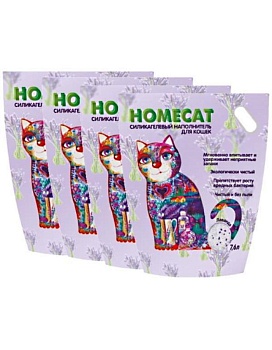 HOMECAT Лаванда Силикагелевый наполнитель для кошачьих туалетов с ароматом лаванды 4х7,6л купить  зоотовары для животных
