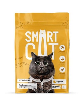SMART CAT сухой корм для взрослых кошек с курицей 400г купить  зоотовары для животных