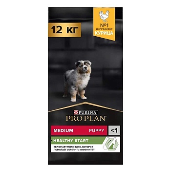 PRO PLAN Puppy Medium сухой корм для щенков средних пород 10 - 25 кг Курица 12 кг купить  зоотовары для животных
