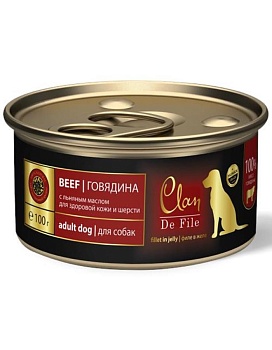 CLAN De File консервы для собак Говядина 16х100гр купить  зоотовары для животных