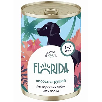 FLORIDA консервы для взрослых собак всех пород лосось с грушей 9х400г купить  зоотовары для животных