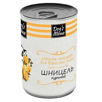 Dog`s Menu консервы для взрослых собак шницель куриный 12х340г купить  зоотовары для животных