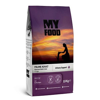 Myfood Feline Adult Gourmet Multi-Color Multi-Cat with Chicken сухой корм для кошек с курицей 1,5кг купить  зоотовары для животных