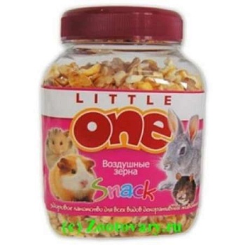 LITTLE ONE Лакомство для грызунов Воздушные зерна смесь зерен кукурузы, пшеницы и ячменя 100г купить  зоотовары для животных