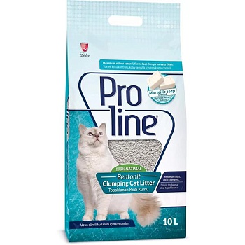 Proline комкующийся бентонитовый наполнитель для кошачьего туалета с ароматом марсельского мыла 10л купить  зоотовары для животных