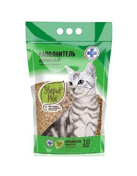 Наполнитель для кошек Зверьё Моё Древесный Крупные Гранулы 3х10л купить  зоотовары для животных