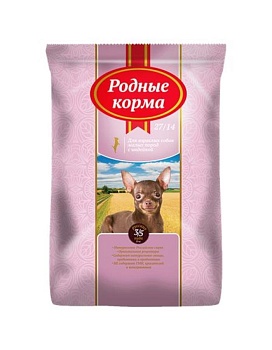 РОДНЫЕ КОРМА сухой корм для взрослых собак мелких пород с индейкой 27/14 10кг купить  зоотовары для животных