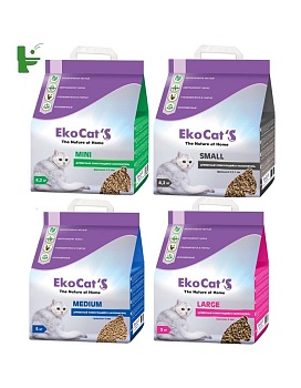 Eko Cat`s древесный комкующийся наполнитель НАБОР 4шт купить  зоотовары для животных