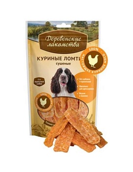 Деревенские Лакомства 100 % Мяса Куриные Ломтики Сушеные для Собак 90г купить  зоотовары для животных