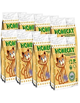 HOMECAT Эколайн Лаванда комкующийся наполнитель для кошачьих туалетов 8х6л купить  зоотовары для животных