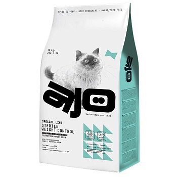 AJO Sterile Weight Control сузой для стерилизованных кошек контроль веса 10кг купить  зоотовары для животных