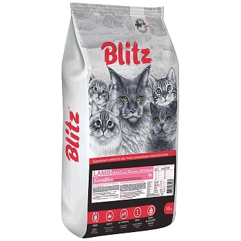 Blitz Сухой Корм для Взрослых Кошек Ягненок 10кг купить  зоотовары для животных