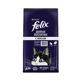 Felix Двойная вкуснятина корм для кошек, с мясом 10кг купить  зоотовары для животных
