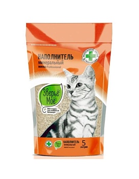 Наполнитель для кошек ЗВЕРЬЁ МОЁ минеральный впитывающий МИНИ Professional 5л купить  зоотовары для животных