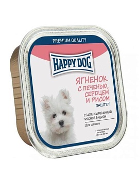 Happy Dog Natur Line консервы для собак Ягненок с печенью, сердцем и рисом паштет 10х125гр купить  зоотовары для животных