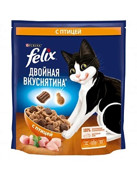 Felix Двойная вкуснятина корм для кошек, с птицей 600г купить  зоотовары для животных