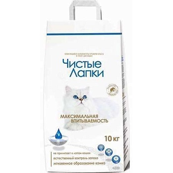 Чистые Лапки Комкующийся Наполнитель 10кг купить  зоотовары для животных