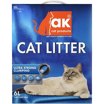 AK Cat Ultra Strong Clumping Комкующийся бентонитовый наполнитель без армотизатора 6л купить  зоотовары для животных
