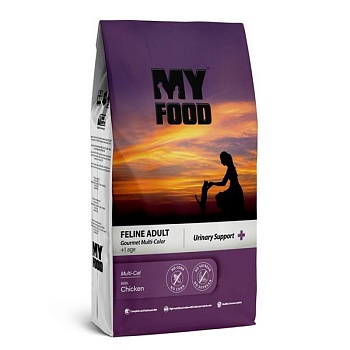 Myfood Feline Adult Gourmet Multi-Color Multi-Cat with Chicken сухой корм для кошек с курицей 12кг купить  зоотовары для животных