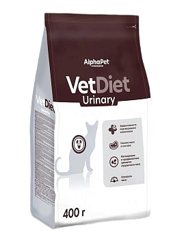 ALPHAPET VET DIET URINARY сухой корм для взрослых кошек при заболеваниях нижних отделов мочевыводящих путей 400г купить  зоотовары для животных