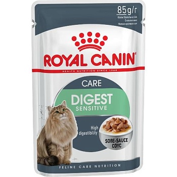 Royal Canin Digest Sensitive соус влажный корм для кошек с чувствительным пищеварением 28х85г купить  зоотовары для животных